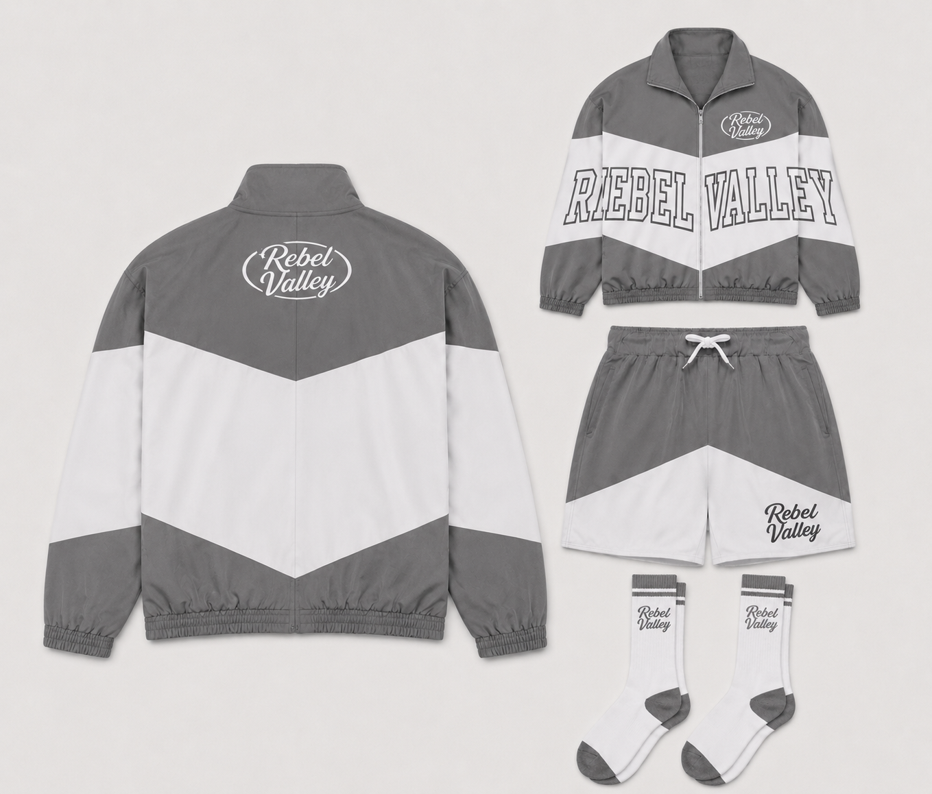 "GREY" REBELVALLEY WINDBREAKER SET WITH SOCKS