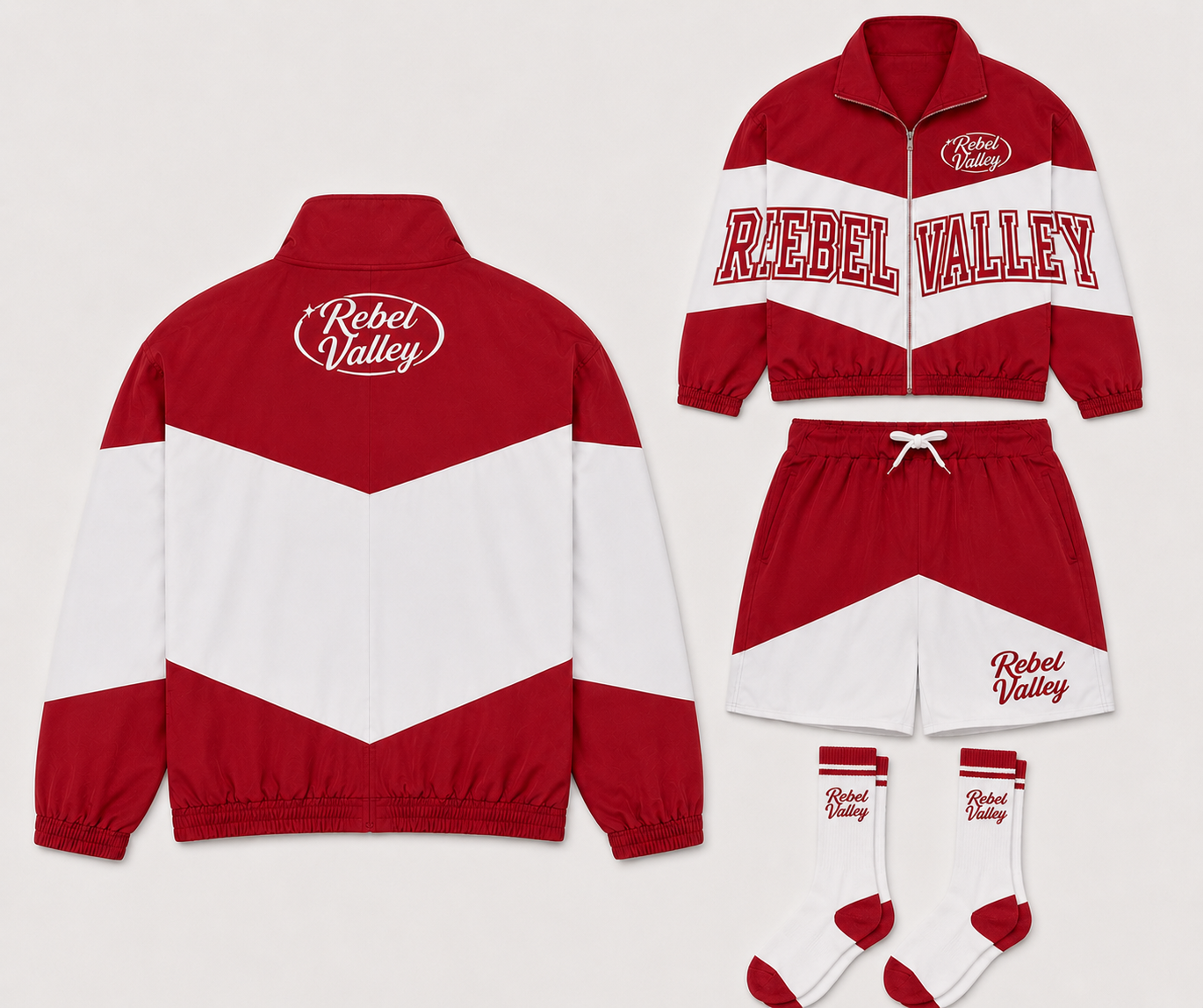 "RED" REBELVALLEY WINDBREAKER SET WITH SOCKS