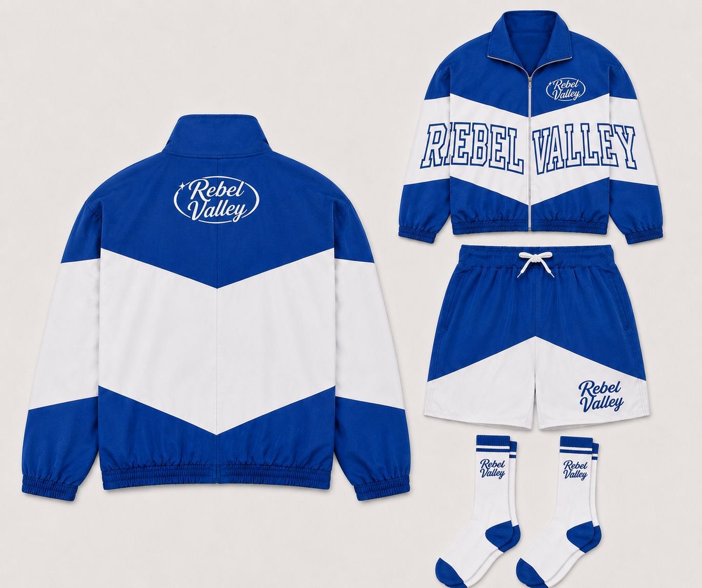 "ROYAL BLUE" REBELVALLEY WINDBREAKER SET WITH SOCKS