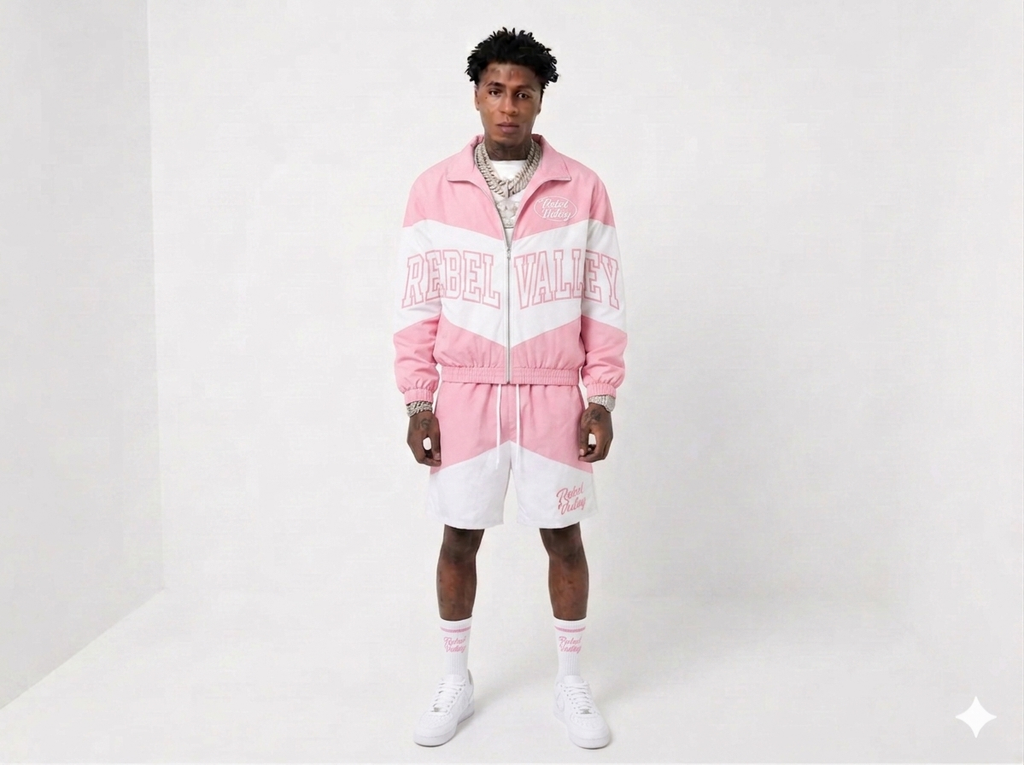 "LIGHT PINK" REBELVALLEY WINDBREAKER SET WITH SOCKS